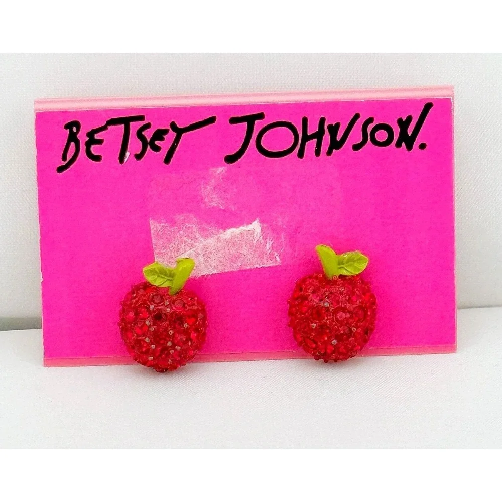 Betsey Johnson sparkly apple earrings. NWTs